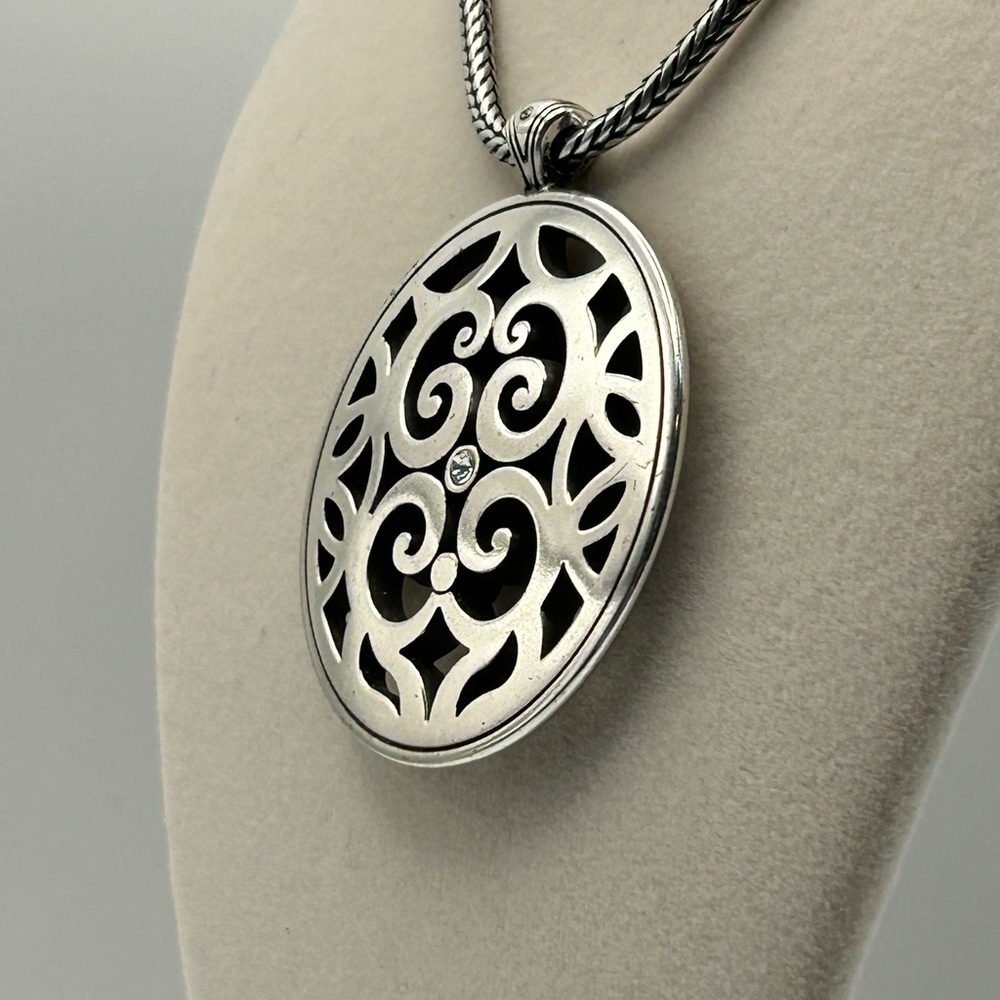 Brighton Destino Necklace 17" Silver Plated Crystal Adjustable Chunky Chain - Picture 7 of 15